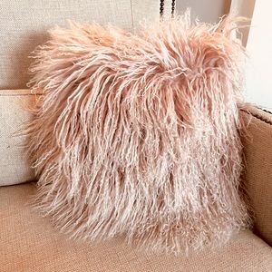 Mongolian Lamb 16” 16” Pillow with down alternative feather insert